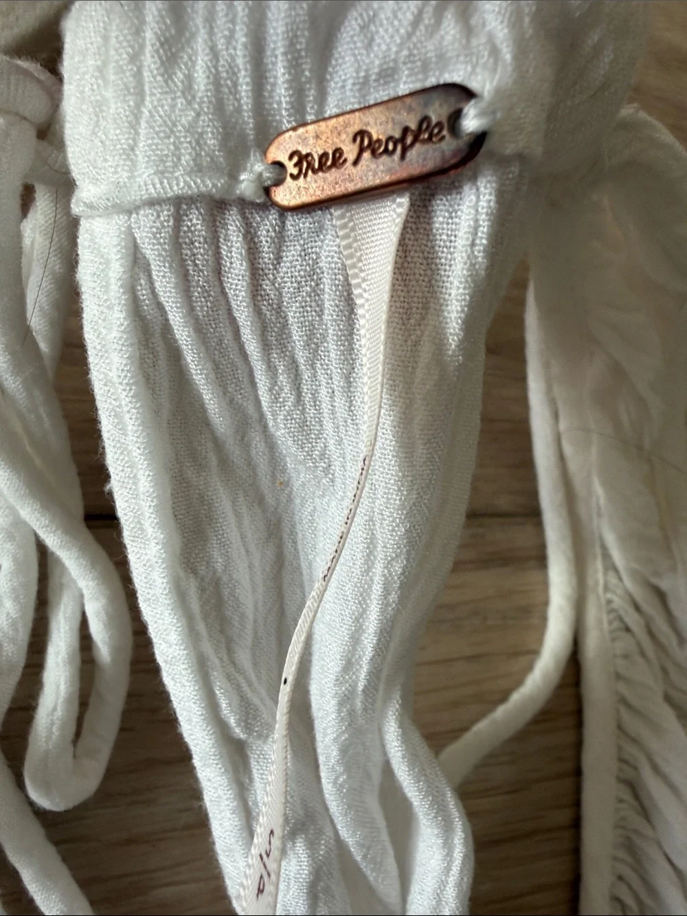 Free People | Cream Crinkle Wrap Tank Top SZ S - Picture 2 of 4